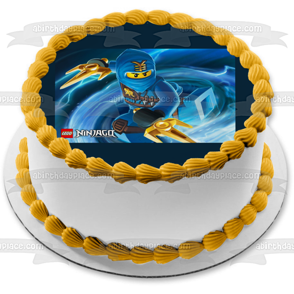 LEGO Ninjago Logo Blue Ninjago Jay Walker Elemental Master Edible Cake Topper Image ABPID07142