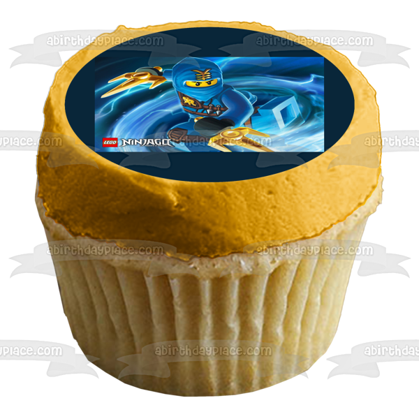 LEGO Ninjago Logo Blue Ninjago Jay Walker Elemental Master Edible Cake Topper Image ABPID07142