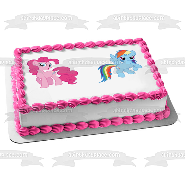 My Little Pony Equestria Girls Rainbow Dash and Pinkie Pie Edible Cake Topper Image ABPID07143