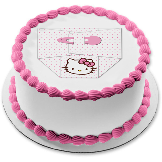 Baby Shower Pink Girl Hello Kitty Diaper Edible Cake Topper Image ABPID07144