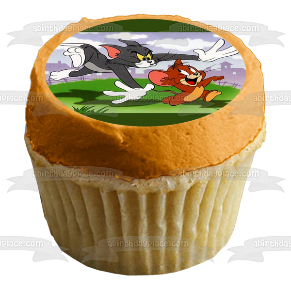 Tom and Jerry Chasing Edible Cake Topper Image ABPID07148