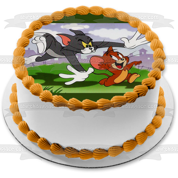 Tom and Jerry Chasing Edible Cake Topper Image ABPID07148
