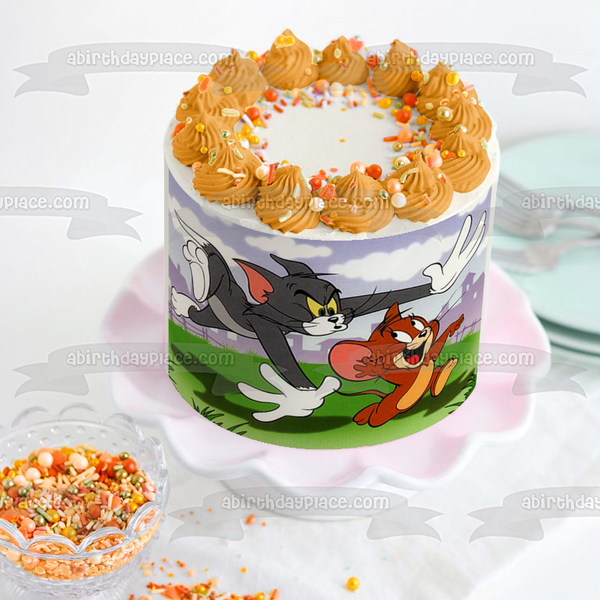 Tom and Jerry Chasing Edible Cake Topper Image ABPID07148