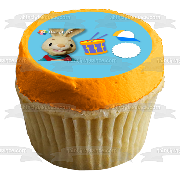 Harry the Bunny Educational Television Drum and a Baseball Cap Edible Cake Topper Image ABPID07331