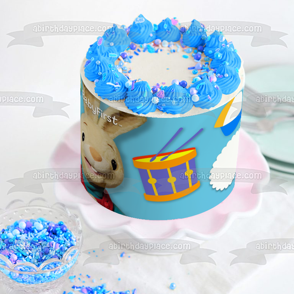 Harry the Bunny Educational Television Drum and a Baseball Cap Edible Cake Topper Image ABPID07331