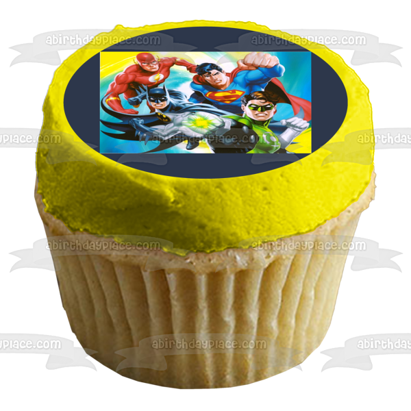 Superman Green Lantern Batman and the Flash Edible Cake Topper Image ABPID07188