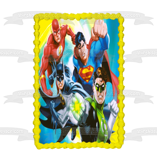 Superman Green Lantern Batman and the Flash Edible Cake Topper Image ABPID07188
