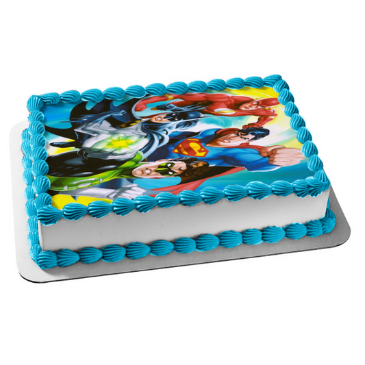 Superman Green Lantern Batman and the Flash Edible Cake Topper Image ABPID07188
