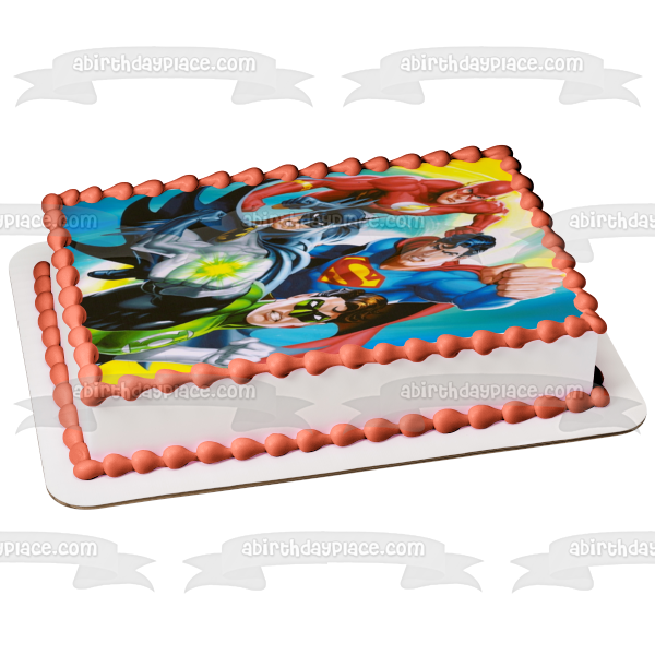 Superman Green Lantern Batman and the Flash Edible Cake Topper Image ABPID07188