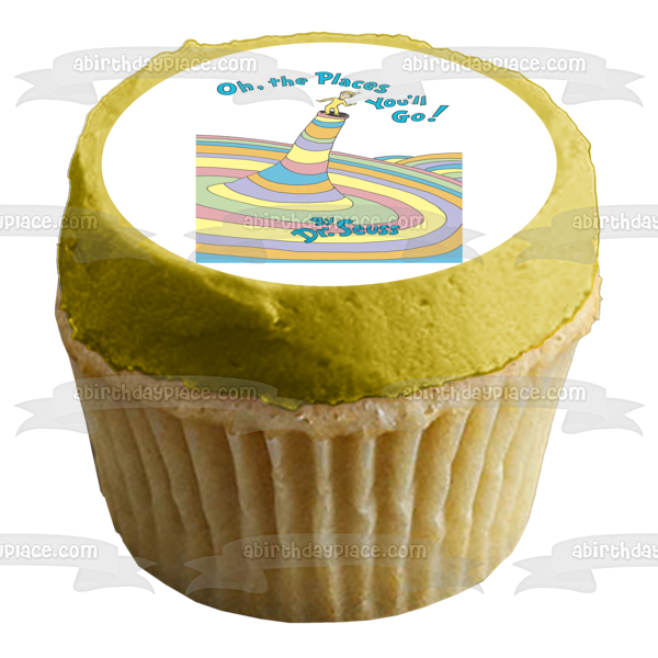 Dr. Seuss Oh the Places You'll Go Book Cover Edible Cake Topper Image ABPID07209