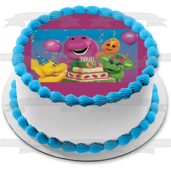 Barney Happy Birthday Baby Bop Bj Riff and a Cake Edible Cake Topper Image ABPID07352