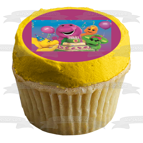 Barney Happy Birthday Baby Bop Bj Riff and a Cake Edible Cake Topper Image ABPID07352
