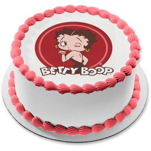Betty Boop Blowing a Kiss and a Red Background Edible Cake Topper Image ABPID07213