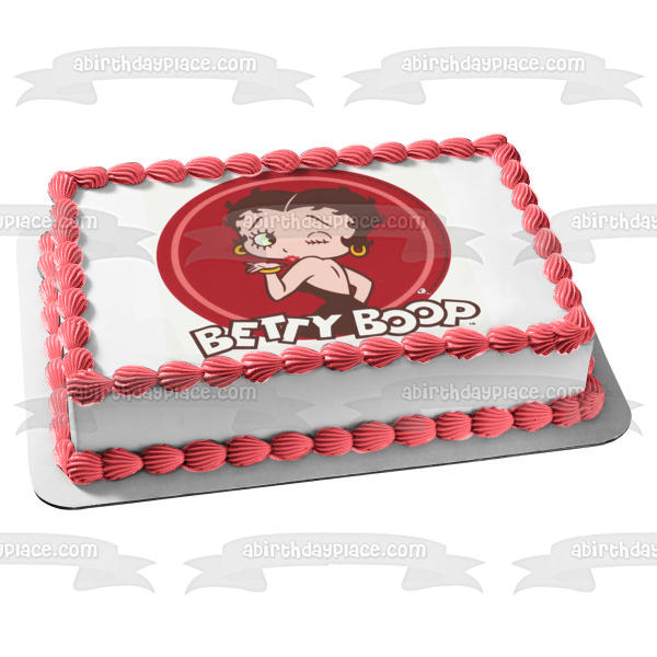 Betty Boop Blowing a Kiss and a Red Background Edible Cake Topper Image ABPID07213