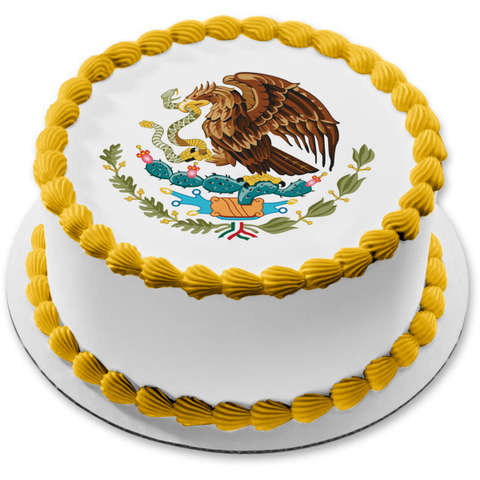 Mexican Flag National Coat of Arms Edible Cake Topper Image ABPID07361