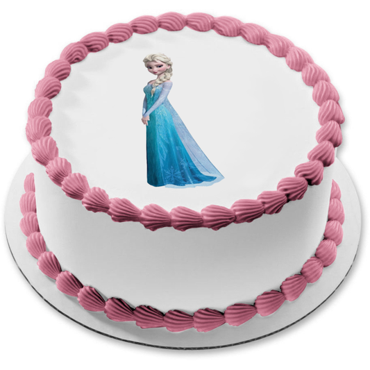 Frozen Elsa with a White Background Edible Cake Topper Image ABPID07229