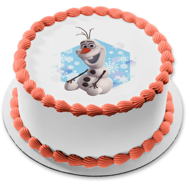 Frozen Olaf Snowflake Background Edible Cake Topper Image ABPID07369