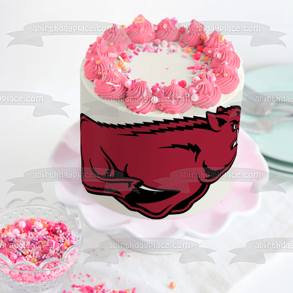 The University of Arkansas Razorbacks Logo NCAA Edible Cake Topper Image ABPID07237