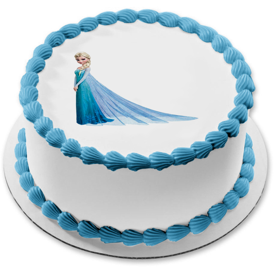 Frozen Elsa Snowflake Dress Edible Cake Topper Image ABPID07368