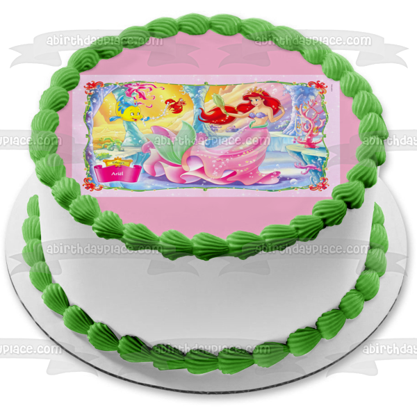 The Little Mermaid Flounder Sebastian and Ariel Under the Sea Edible Cake Topper Image ABPID07408