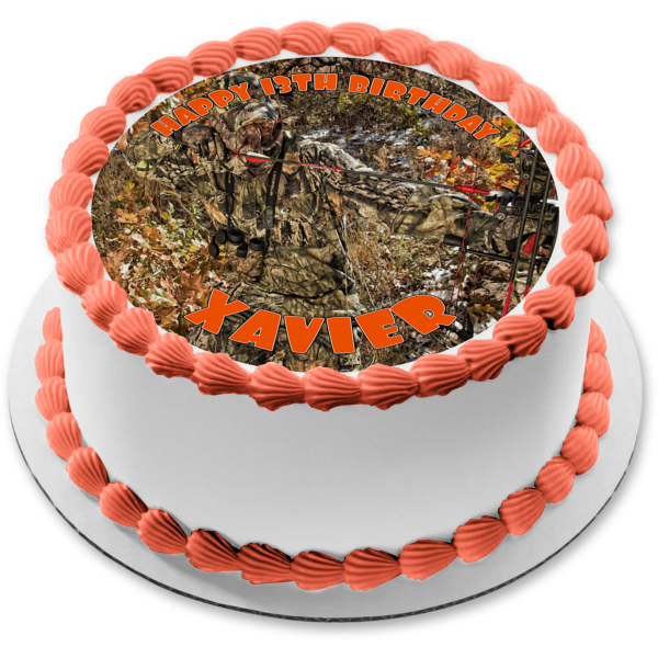 Mossy Oak Trees and Leaves Camouflage Edible Cake Topper Image ABPID07277