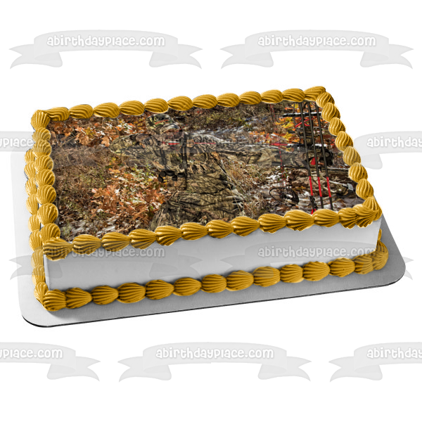 Mossy Oak Trees and Leaves Camouflage Edible Cake Topper Image ABPID07277