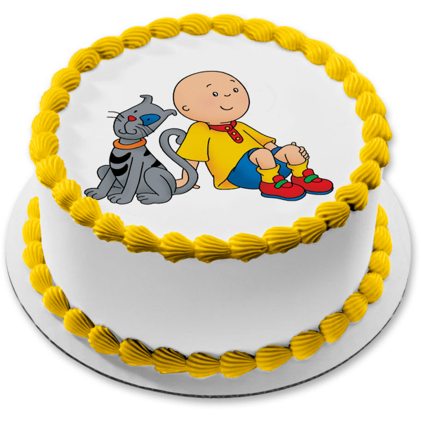 Caillou and Gilbert Sitting with a White Background Edible Cake Topper Image ABPID07438