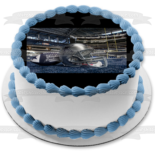 Dallas Cowboys Football Helmet NFL Stadium Edible Cake Topper Image ABPID07441