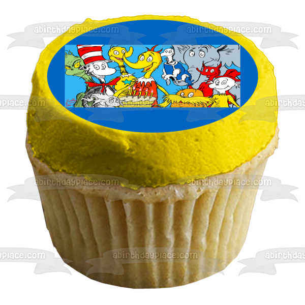 Dr. Seuss Horton Hears a Who The Cat in the Hat the Lorax and a Cake Edible Cake Topper Image ABPID07288