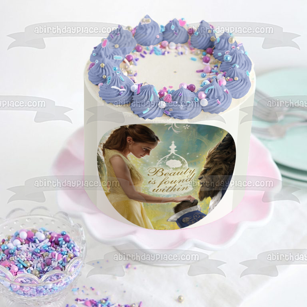 Beauty and the Beast Belle Beauty Is Found Within Edible Cake Topper Image ABPID07449