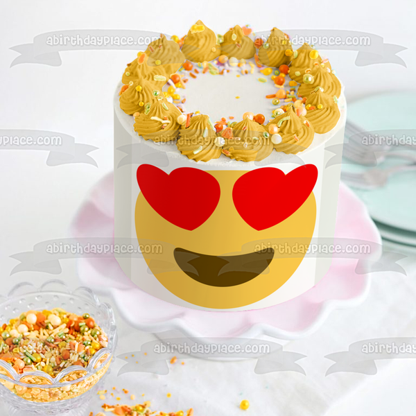 Love Emoji Hearts Edible Cake Topper Image ABPID07608