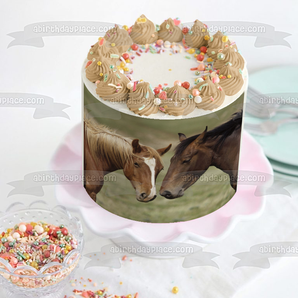 Horses Brown Animals Edible Cake Topper Image ABPID07492