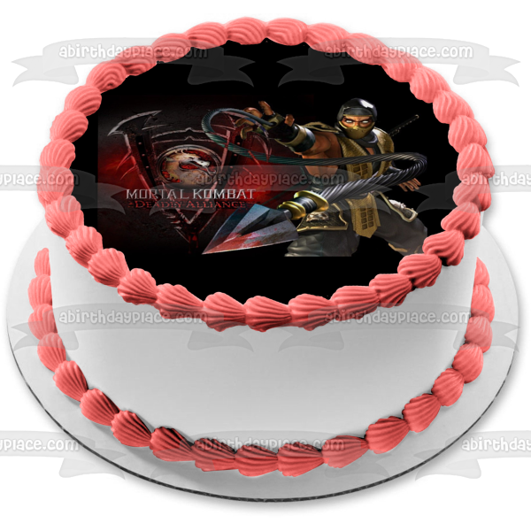 Mortal Kombat Logo Deadly Alliance and Scorpion Edible Cake Topper Image ABPID07644