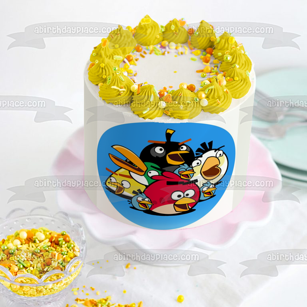 Angry Birds Logo Terrance the Blues Chuck Bomb Matilda and Hal Edible Cake Topper Image ABPID07504