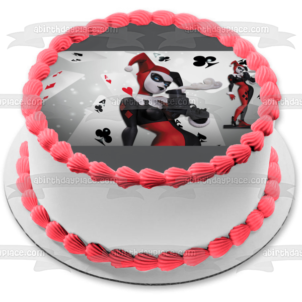 Harley Quinn and Ace Playing Cards Chiappa Rhino Edible Cake Topper Image ABPID07516