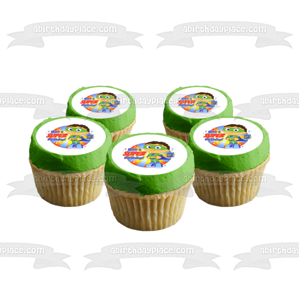 Super Why Have a Super Birthday Whyatt and a Super Why Book Edible Cake Topper Image ABPID07554