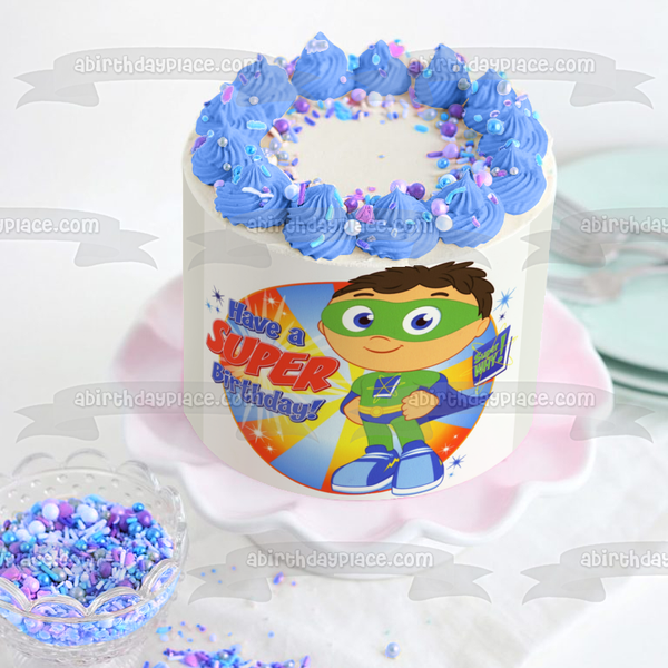 Super Why Have a Super Birthday Whyatt and a Super Why Book Edible Cake Topper Image ABPID07554