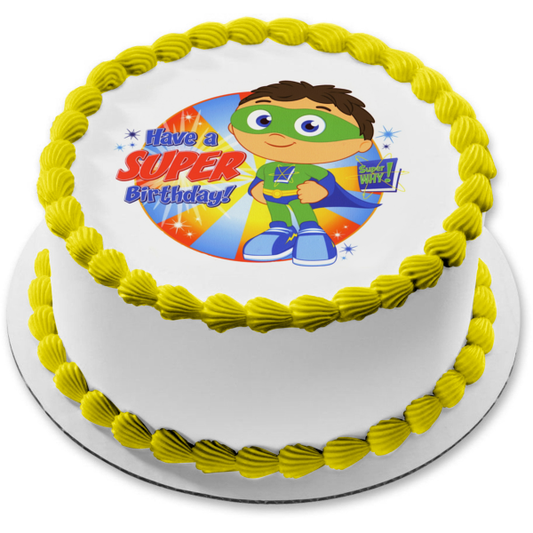 Super Why Have a Super Birthday Whyatt and a Super Why Book Edible Cake Topper Image ABPID07554
