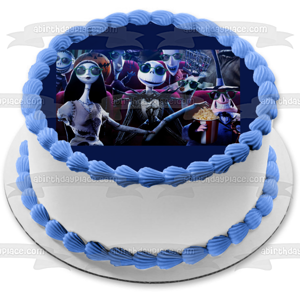 Nightmare Before Christmas Jack Skellington and Sally Edible Cake Topper Image ABPID07562