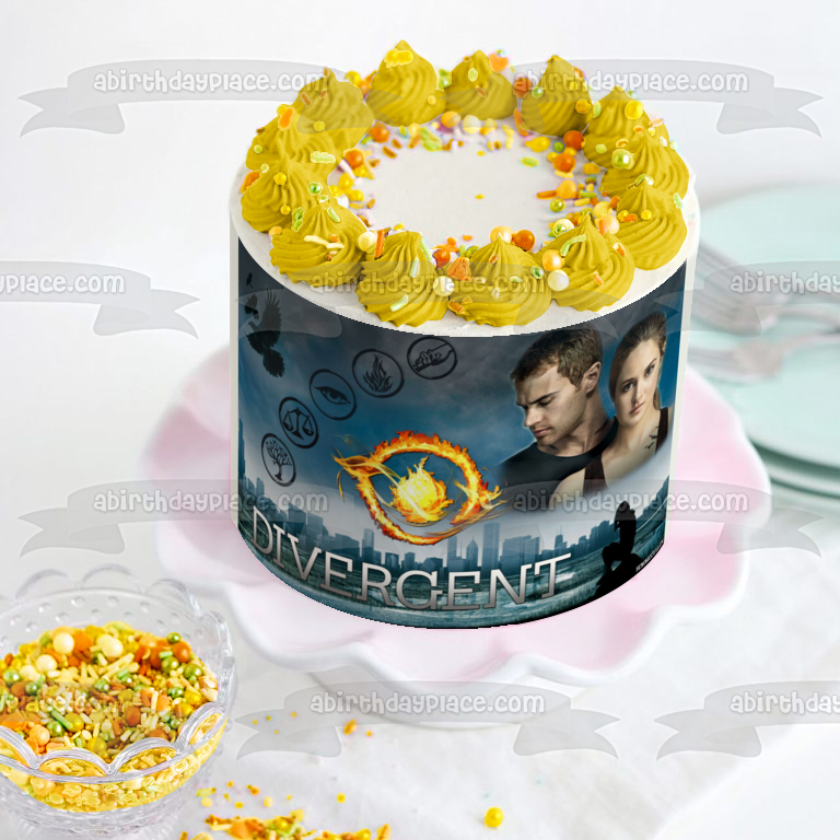 Facciones divergentes Tris Pryor Dauntless Amity Erudita Abnegación Sinceridad y Tobias Eaton Imagen comestible para decoración de tarta ABPID07741 