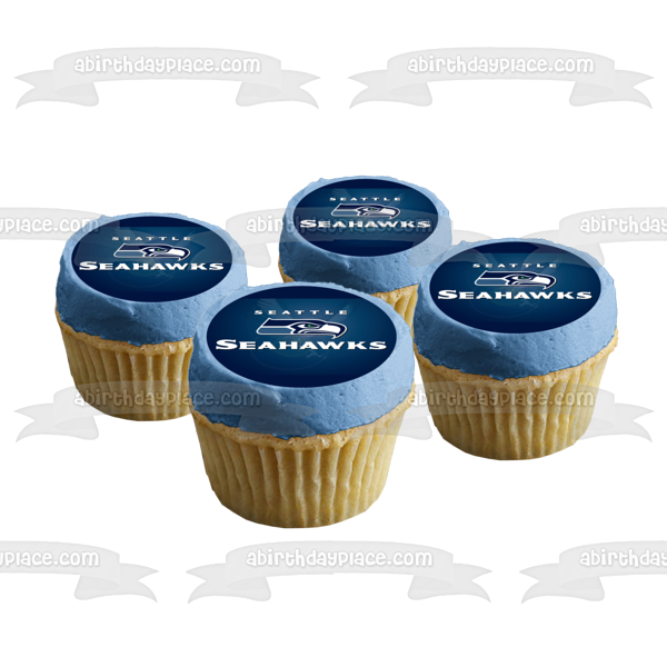 Seattle Seahawks Logo NFL Blue Background Edible Cake Topper Image ABPID07774