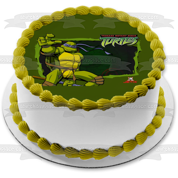 Teenage Mutant Ninja Turtles Logo Leonardo Edible Cake Topper Image ABPID07775