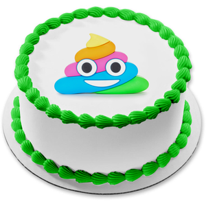 Emoji Poop Pou Rainbow Colors Edible Cake Topper Image ABPID07782