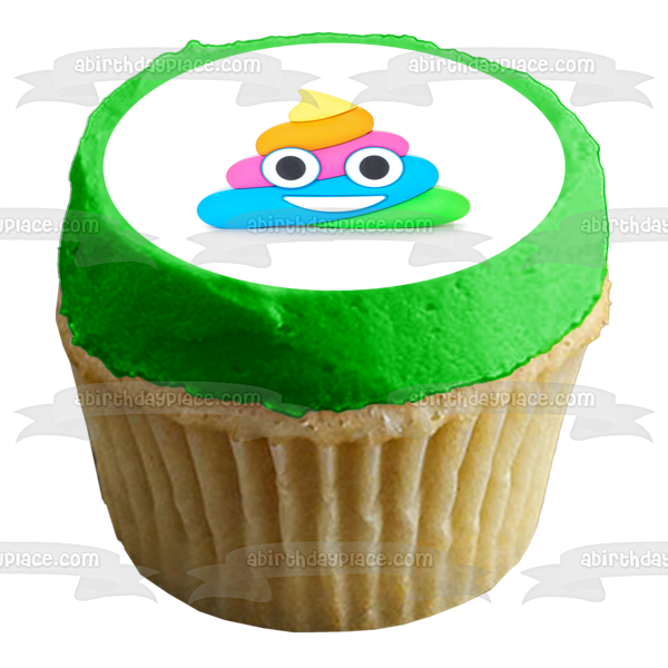 Emoji Poop Pou Rainbow Colors Edible Cake Topper Image ABPID07782