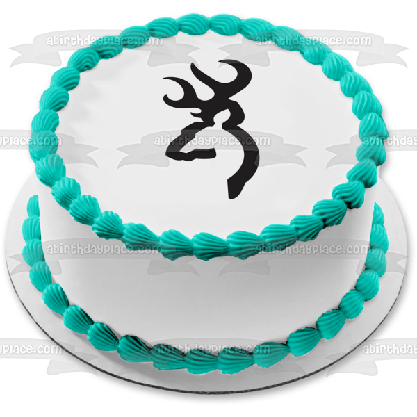 Deer Head Logo Black and White Edible Cake Topper Image ABPID07928