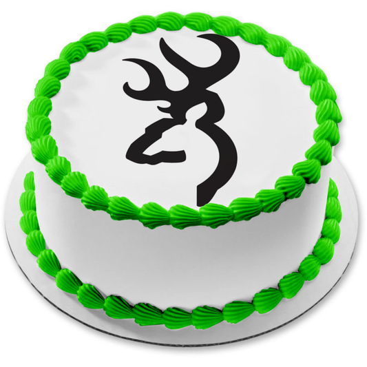 Deer Head Logo Black and White Edible Cake Topper Image ABPID07928