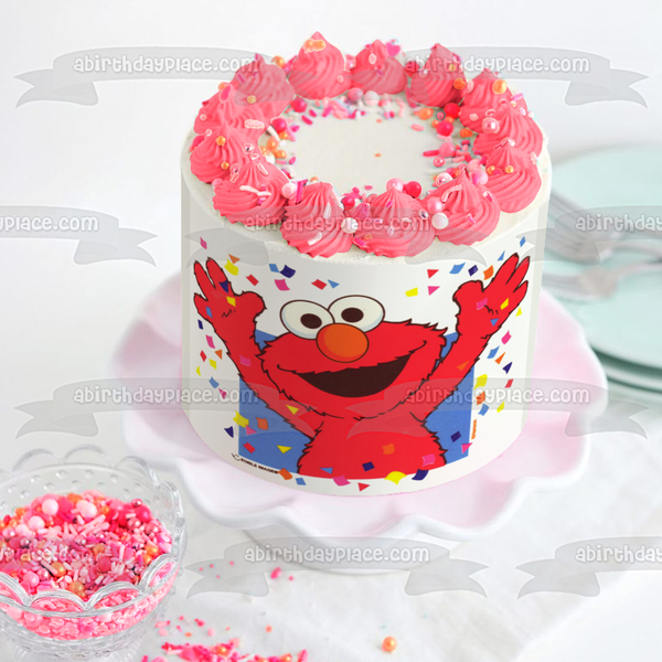 Sesame Street Elmo Celebration Confetti Edible Cake Topper Image ABPID07794