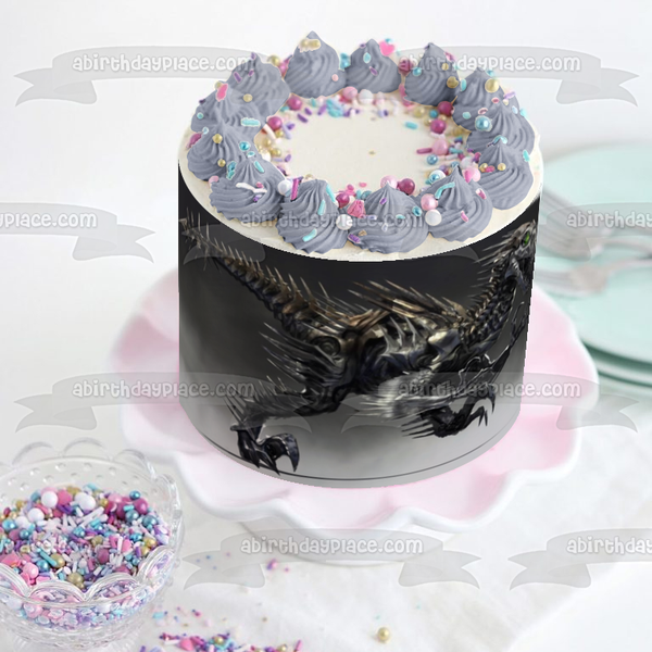Dinosaur Metal Velociraptor with a Grey Background Edible Cake Topper Image ABPID07944