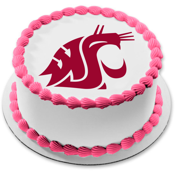 Washington State University Cougars Logo Wsu NCAA Edible Cake Topper Image ABPID07950