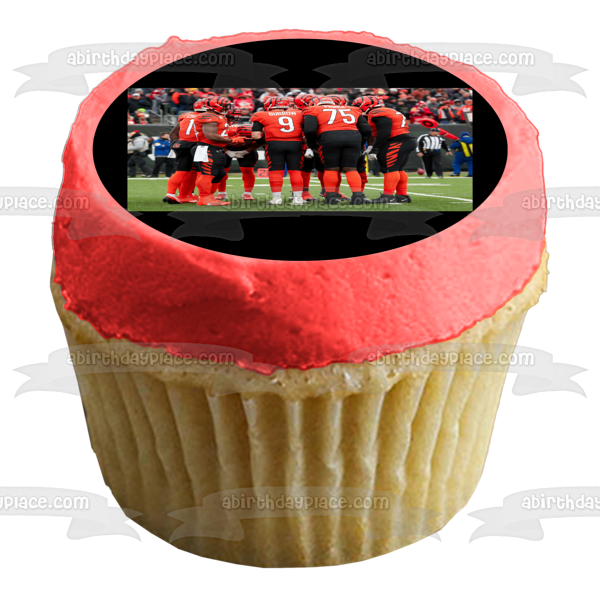 Super Bowl LVI 2022 Cincinnati Bengals Team Huddle Edible Cake Topper Image ABPID55399